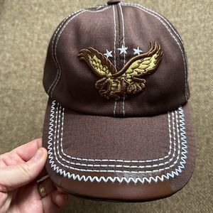 Eagle Embroidered Baseball cap hat, Brown fade, New, strap adjust